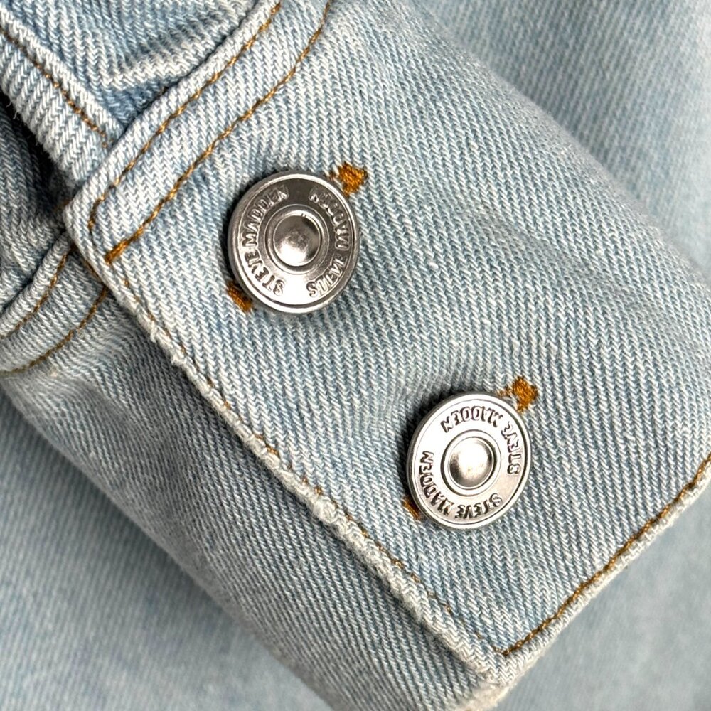 STEVE MADDEN DISTRESSED DENIM SHACKET BOHO COWGIRL SMALL - Picture 5 of 8